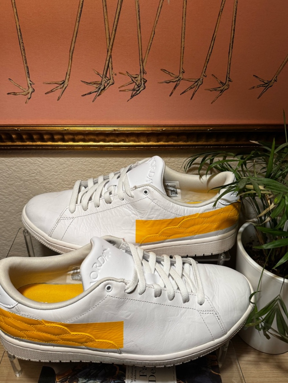 Air Jordan 1 
Centre Court Low White Yellow Leather Sneakers Men’s 11
